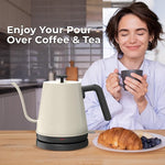 Load image into Gallery viewer, KLEAH Gooseneck Electric Kettle - 0.8L Automatic Shut Off Tea &amp; Coffee Kettle, Hot Water Boiler Pour Over Coffee Kettle, 1200W Quick Heating Keep Warm, Bone White