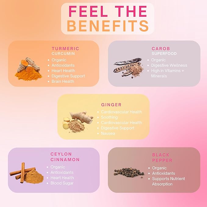 Eleven TLC, Organic Ginger Turmeric Spiced Golden Superfood Instant Latte & Drink Mix, Herbal Ginger Tea, Golden Milk Powder, Moon Cycle Non-Reactive Glass Jar, MD Formulated, 21 Servings