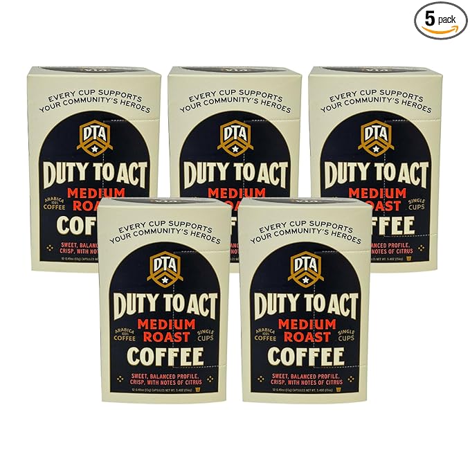 Duty to Act Medium Roast Coffee K-Cup, 12, 5.4 Ounce Pods (Pack of 5)