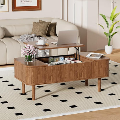 Walnut Coffee Table with Storage, Lift Top Coffee Table, Mid Century Modern Coffee Tables, Lift up Center Table for Living Room