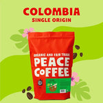 Load image into Gallery viewer, Peace Coffee Colombia Single Origin Coffee | 5 lb Whole Bean Medium Roast | Organic Fair Trade | Smooth, Crisp Flavor | Shade Grown, Fresh Roasted