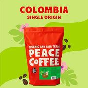 Peace Coffee Colombia Single Origin Coffee | 5 lb Whole Bean Medium Roast | Organic Fair Trade | Smooth, Crisp Flavor | Shade Grown, Fresh Roasted