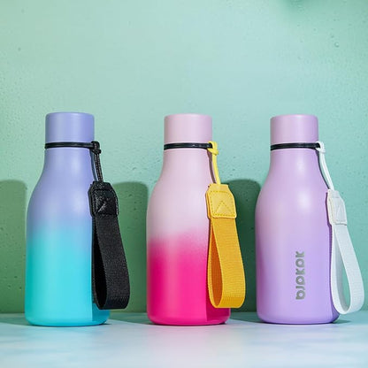 BJPKPK Insulated Water Bottles, 12oz Stainless Steel Metal Water Bottle with Strap, BPA Free Leak Proof Jugs, Mugs, Flasks, Reusable Thermal Flasks for Sports & Travel, Lavender Mint