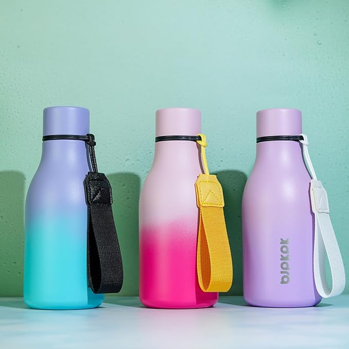 BJPKPK Insulated Water Bottles, 12oz Stainless Steel Metal Water Bottle with Strap, BPA Free Leak Proof Jugs, Mugs, Flasks, Reusable Thermal Flasks for Sports & Travel, Dreamy Purple