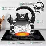 Load image into Gallery viewer, Whistling Tea Kettle for Stove Top Enamel on Steel Teakettle, Supreme Housewares Black Cat Design Teapot Water Kettle Cute Kitchen Accessories Teteras (2.1 Quart, Black Cat)