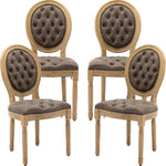 Load image into Gallery viewer, Vintage French Country Dining Chairs Set of 4, PU Leather Dining Chairs with Solid Wood Legs, Brown 4 Dining Chair Set, Sillas para Comedor, Kitchen &amp; Dining Room Chair (Brown, PU, 4Pcs)