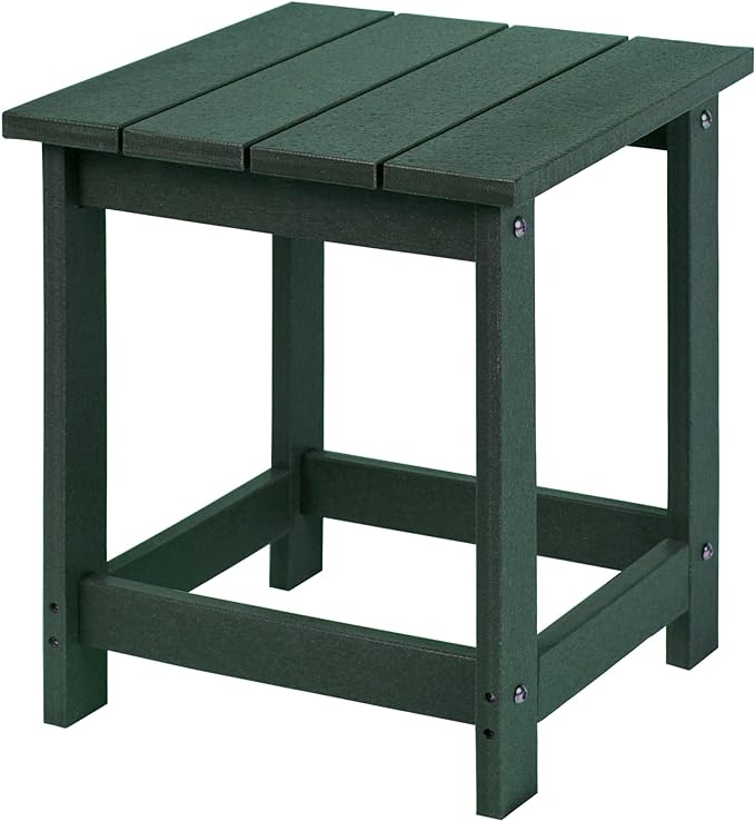 LZRS Adirondack Square Outdoor Side Table for Patio, Pool Composite Patio Table,HDPE End Tables for Backyard,Pool, Indoor Companion, Easy Maintenance & Weather Resistant(Dark Green)