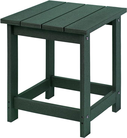 LZRS Adirondack Square Outdoor Side Table for Patio, Pool Composite Patio Table,HDPE End Tables for Backyard,Pool, Indoor Companion, Easy Maintenance & Weather Resistant(Dark Green)