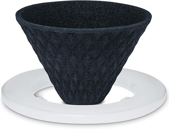 Ceramic Reusable Coffee Filter Pour Over Dripper Paperless Sustinable ekubo one drip 1-2 Cup Made in Japan (Black)