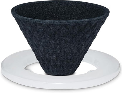Ceramic Reusable Coffee Filter Pour Over Dripper Paperless Sustinable ekubo one drip 1-2 Cup Made in Japan (Black)