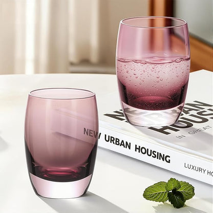KAMMAK Purple Whiskey Glasses Set, 12.82 oz (380 ml) Old Fashioned Tumbler with Delicate Rim, Thick Heavy Bottom Glass & Seamless Design for Scotch, Bourbon, Cocktails