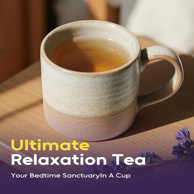 FullChea - Chamomile Lavender Tea Bags for Relaxation & Better Sleep - 60 Count - Caffeine-Free Blend Herbal Tea - Premium Chamomile & Lavender Flowers