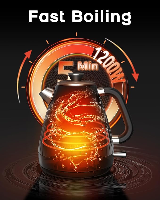 Artistic Electric Kettle with Hand-Applied Piano Keys and Music Note Stickers - 1.7L Stainless Steel Tea Kettle with LED Indicator, BPA-Free, 1200W Rapid Boil, Auto Shut-Off and Boil-Dry Protection