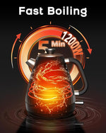 Load image into Gallery viewer, Artistic Electric Kettle with Hand-Applied Piano Keys and Music Note Stickers - 1.7L Stainless Steel Tea Kettle with LED Indicator, BPA-Free, 1200W Rapid Boil, Auto Shut-Off and Boil-Dry Protection