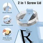 Load image into Gallery viewer, Personalized 40 Oz Tumbler with Handle and Straw, Custom Cup with Name &amp; Birth Flower, Stainless Steel Travel Coffee Tumbler,Personalized Christmas Birthday Gifts for Women, Teen Girls