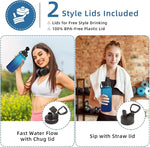 Load image into Gallery viewer, Volhoply 32 oz Water Bottles Bulk 4 Pack with Straw Lid &amp; Spout Lid,Insulated Sports Water Bottle,Double Wall Vacuum Stainless Steel Cups,Leakproof Wide Mouth Metal Flask for Travel(Green Blue,4)