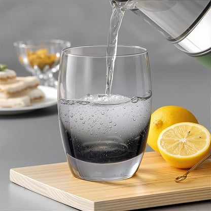 KAMMAK Smoky Gray Whiskey Glasses Set, 12.82 oz (380 ml) Old Fashioned Tumbler with Delicate Rim, Thick Heavy Bottom Glass & Seamless Design for Scotch, Bourbon, Cocktails