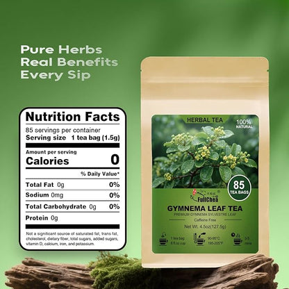 FullChea - Gymnema Leaf Tea, 85 Teabags, Premium Gymnema Tea- Non-GMO - Caffeine-Free - Antioxidant-Rich & Supports Digestion