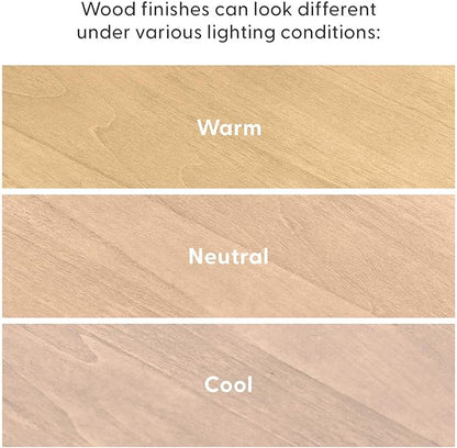 Plank+Beam Beryl Bar Height Stool - Mid-Century Modern Rubberwood Bar Stool with Faux Leather Seat, Metal Footrest, Easy Assembly, 4-Pack, Blonde/Sesame