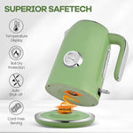Load image into Gallery viewer, Pukomc Electric Kettle,1.7L Stainless Steel Electric tea kettle with Temperature Gauge, Fast Boiling, Auto Shut - off, BPA - Free, Boil - Dry Protection, (Retro Green)