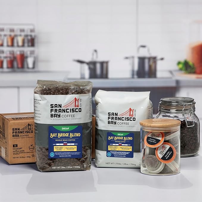 San Francisco Bay Whole Bean Coffee - DECAF Bay Bridge Blend (2lb Bag), Medium Roast, Swiss Water Processed