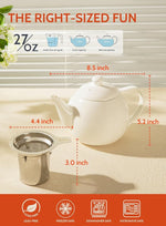 Load image into Gallery viewer, Sweese Teapots for Tea, 27 oz Porcelain Tea pot with Removable Stainless Steel Infuser, Tea Pots for Loose Tea - White
