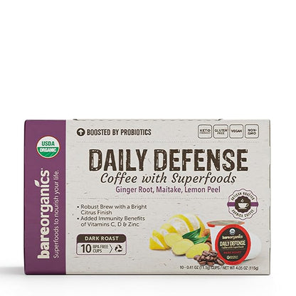 BareOrganics Daily Defense Coffee with Superfoods, 60ct (15660) (Pack of 2)