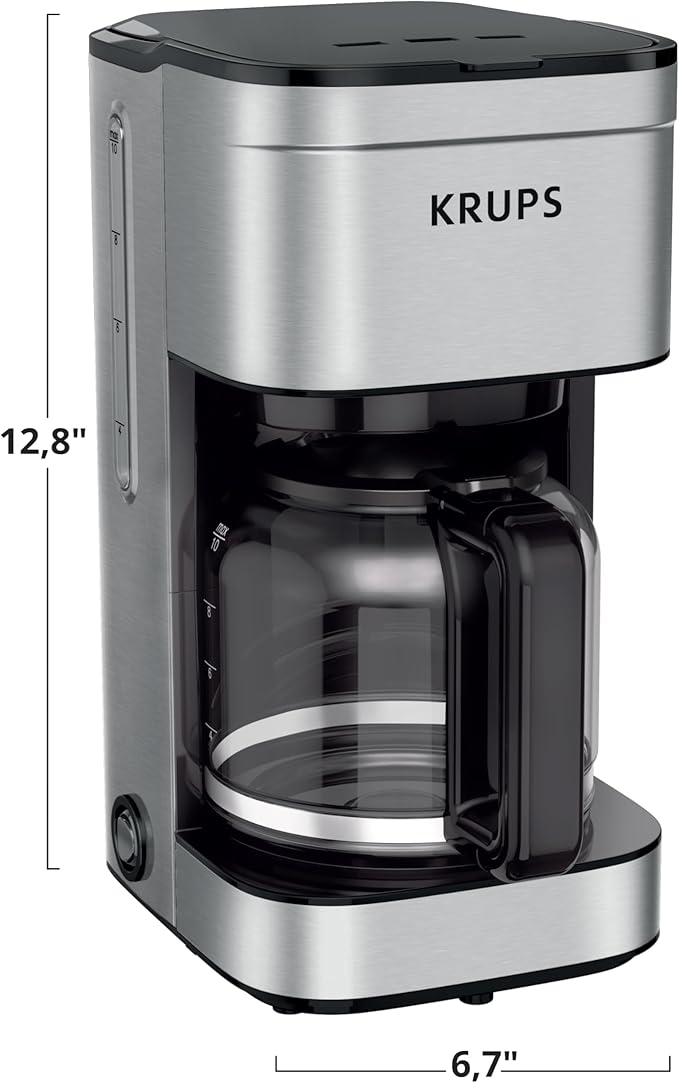 KRUPS Newer Model Drip Coffee Maker, 10-Cup, Silver