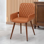 Load image into Gallery viewer, LUNLING Mid Century Modern Faux Leather Dining Room Chairs,Upholstered Seat Metal Legs Chairs Orange Faux Leather Kitchen Chair Reception Room Chair,1PCS