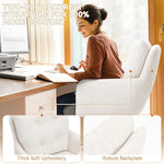 Load image into Gallery viewer, Flannel Office Chair Vanity Chair Comfy Home Office Desk Chairs with Lumbar Support, Modern Plush Fabric Desk Gold Legs Swivel Task for Home Office Bedroom Study White Upgraded Version