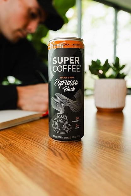 SUPER COFFEE Espresso, Iced Keto Coffee (0g Added Sugar, 90 Calories) [Vanilla] 11 Fl Oz, 12 Pack | Smart Coffee Drink - SoyFree GlutenFree