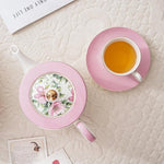 Load image into Gallery viewer, Flower Ceramic Teapot，28.7oz Blue Flower Teapot for Tea Party, Women's Gathering, Family Gathering (Pink)