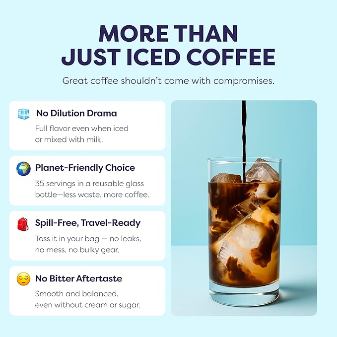 Coffee Concentrate - Limited Release Flavors - Cold Brew Coffee, Perfect for Hot or Iced Instant Coffees, Hot Drinks, Cold Brew Concentrate, 35 Servings - Iced Vanilla Cream Drizzle