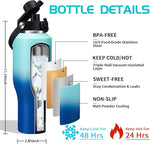 Load image into Gallery viewer, Insulated Water-Cup Skinny-Bottle 40 oz - Stainless Steel Insulated Water Bottles fits in Cup Holder, Leak Proof Metal Flask Water Cup with Straw Spout Lids for Women Men