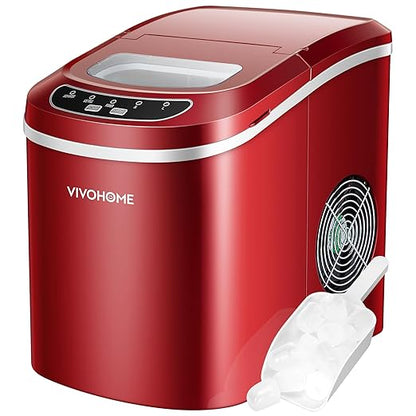 VIVOHOME Countertop Ice Maker 26lbs/Day 9 Ice Cubes in 6 Mins Ice Maker Machine with Hand Scoop and Self Cleaning Ice Cube Maker Red