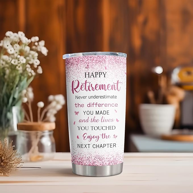 ZANIION Retirement Gift for Woman 2025 Tumbler 1PC, Best Retirement Gifts Ideas, Retirement Gifts Mug, Retired Gifts for Women, Retirement Party Decorations, Farewell Gifts for Coworkers Cup 20oz