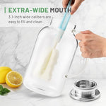 Load image into Gallery viewer, SUSTEAS 2.2 Liter 75oz Glass Pitcher with Lid, Easy Clean Heat Resistant Glass Water Carafe with Handle for Hot/Cold Beverages - Water, Cold Brew, Iced Tea &amp; Juice, 1 Long-Handled Brush Included