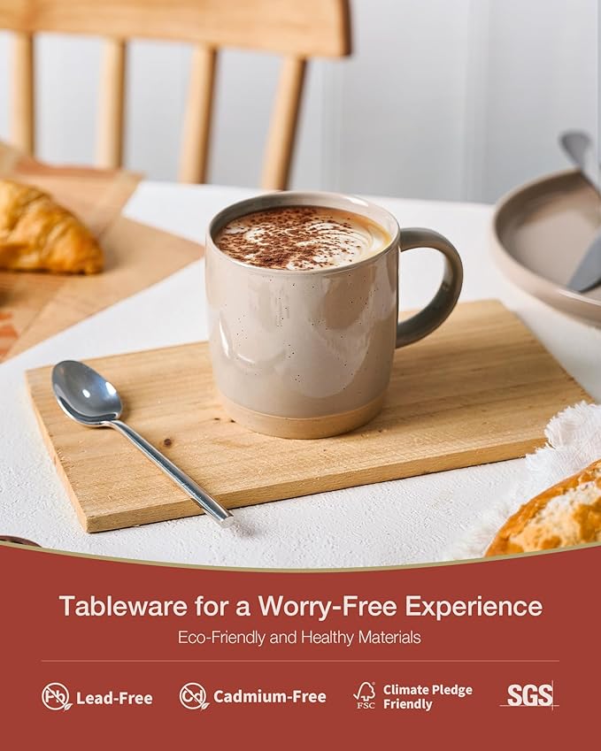 famiware Coffee Mugs for 4, 12 oz Mug Set, Dringking Cup with Handle for Coffee, Tea, Cocoa, Milk, Milkyway series, Cinnamon Brown