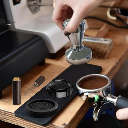 51mm Espresso Tamper, Coffee Tamper Set, 51mm tamper with Wdt Tool, Espresso Tamper Mat, Espresso Dosing Funnel, 51mm Espresso Puck Screen, Espresso Accessories for Espresso Coffee Machine