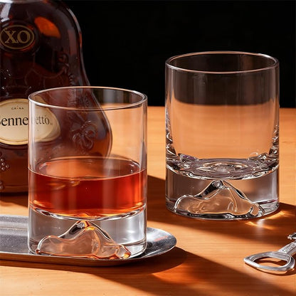 KAMMAK Iceberg Whiskey Glass, 8.45 oz (250 ml) Old Fashioned Tumbler with Unique Iceberg Base, Thick Glass & Delicate Rim for Scotch, Bourbon, Cocktails - Artistic Barware Decor