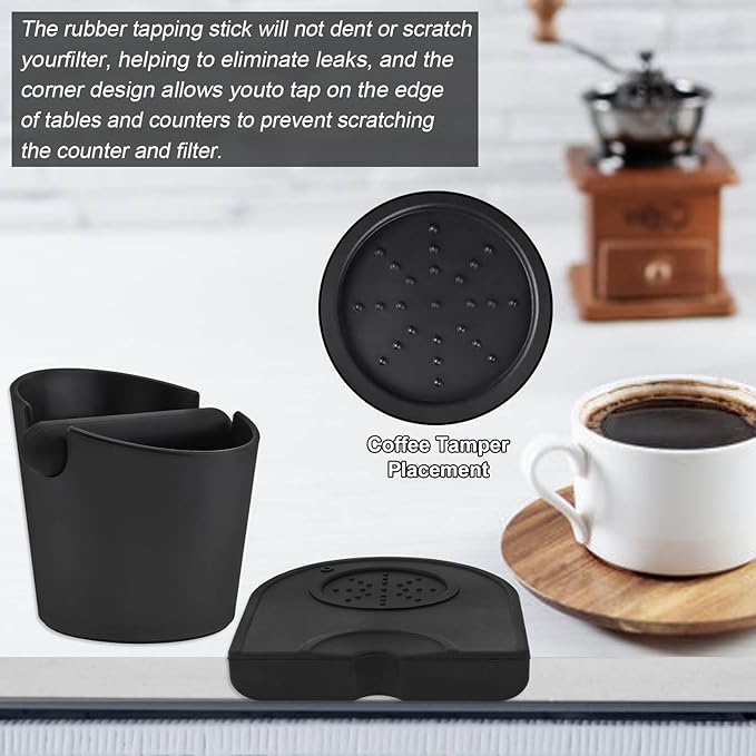Espresso Knock Box 5inch, Coffee Knock Box Silicone Coffee Tamper Mat Espresso Machine Accessories, Come with Removable Knock Bar and Anti-Slip Base for Home Office, Barista Tools for Bar Shop