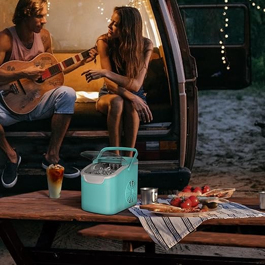 Countertop Ice Maker, 26 lbs/Day ice Production, 2 Sizes, 8 ice Cubes in 6 Minutes - Portable Mini, Energy Efficient, with Basket/Scoop for Home/Party/Travel/Camping/Bar