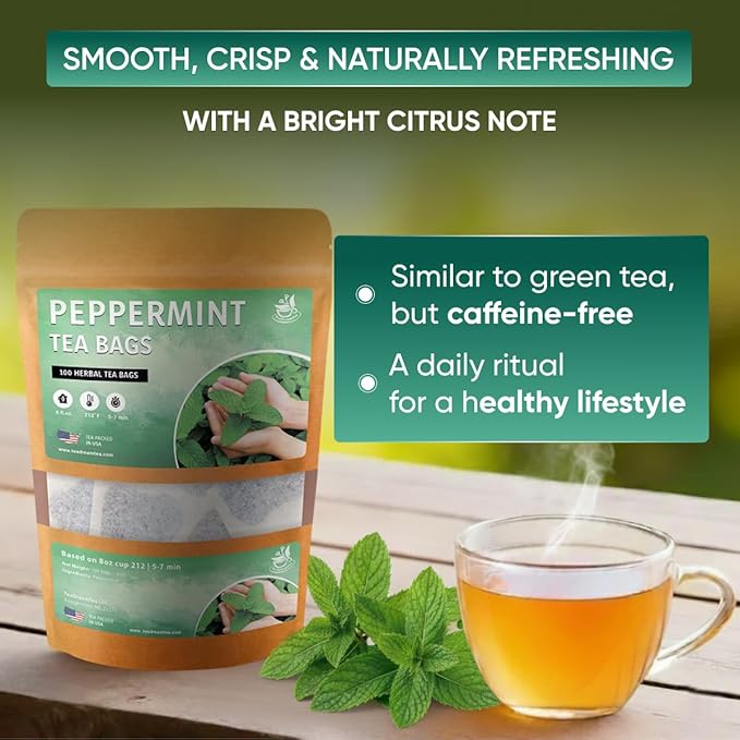 TeaDreamTea Peppermint Tea Bag - Mint tea - Herbal Tea - Mint Tea Bags - Healthy tea | Aromatic & Caffeine Free Tea (100 Teabags)