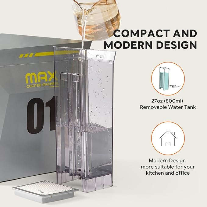 3 in 1 Single Serve Coffee Maker,Fast Brew in 1 minute 19Bar Pump Coffee Machine for K*Cup、NES*press and Ground Coffee,with 27oz Removable Water Reservior,Sliver Espresso Coffee Machine