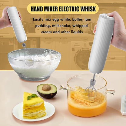 Cordless Hand Mixer with Whisk and Forther Wand,Electric Whisk, Milk Frother,Coffee Frother, Whisks for Cooking,Handheld Frother,Food Chopper, Baby Food Maker,4-Speed, 10Oz