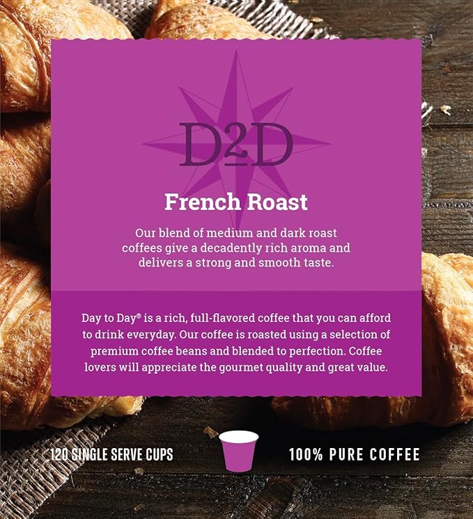 Day To Day 120-Count French Roast Dark Roast Single Serve Coffee Pods for K-Cup Keurig Brewers