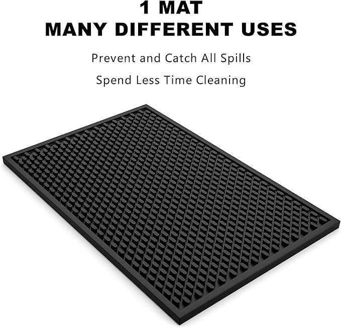 2 Pack Silicone Bar Mat - 1/2 Inch Thick Heat-Resistant and Food Safe Drip Mat - Spill Mats for Counter Top - Kitchen Service Mat, Coffee Bar, Restaurant - Drying Mat - 18 x 12 Inches