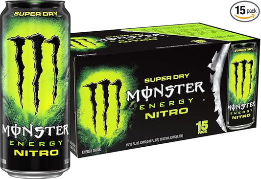 Monster Energy Nitro Super Dry, Maximum Strength, Energy Drink, 16 ounce, (Pack of 15)