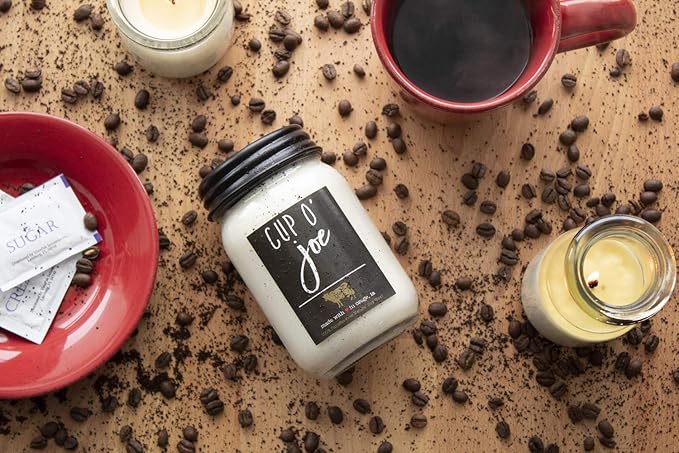 Milkhouse Candle Company - Cup O' Joe - 26oz Beeswax and Soy Candles - Farmhouse Collection - 100% Natural, Paraffin Free, with Premium Fragrance Oil, Glass Jars with Lids