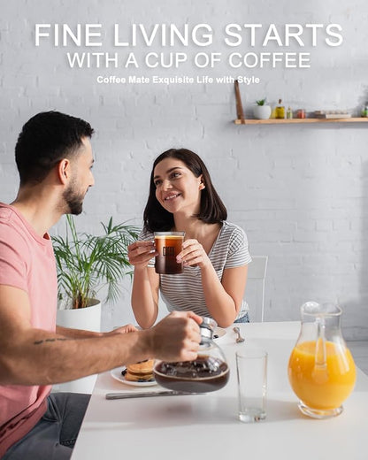 2pcs Set Glass Coffee Mugs 15oz Bell Mouth Glass Coffee Cups Clear Large Tea Cups,Cute Coffee Bar Accessories,Iced Coffee Glasses,Lead-Free Glass Cups for Water,Latte,Milk-Flat Bottomed Design